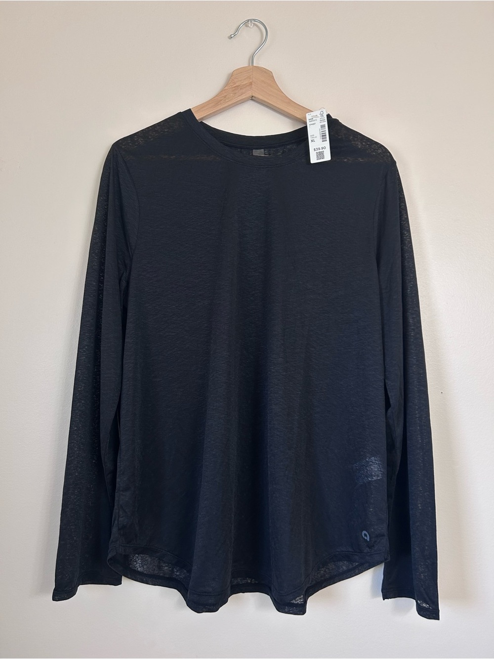 NWT Reitmans Breathable Athletic Sheer Burnout Black Long-Sleeve Top | XL